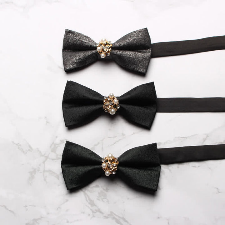 Pajarita de esmoquin formal con perlas para hombre
