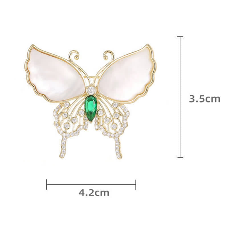 Broche de mariposa de concha natural para mujer