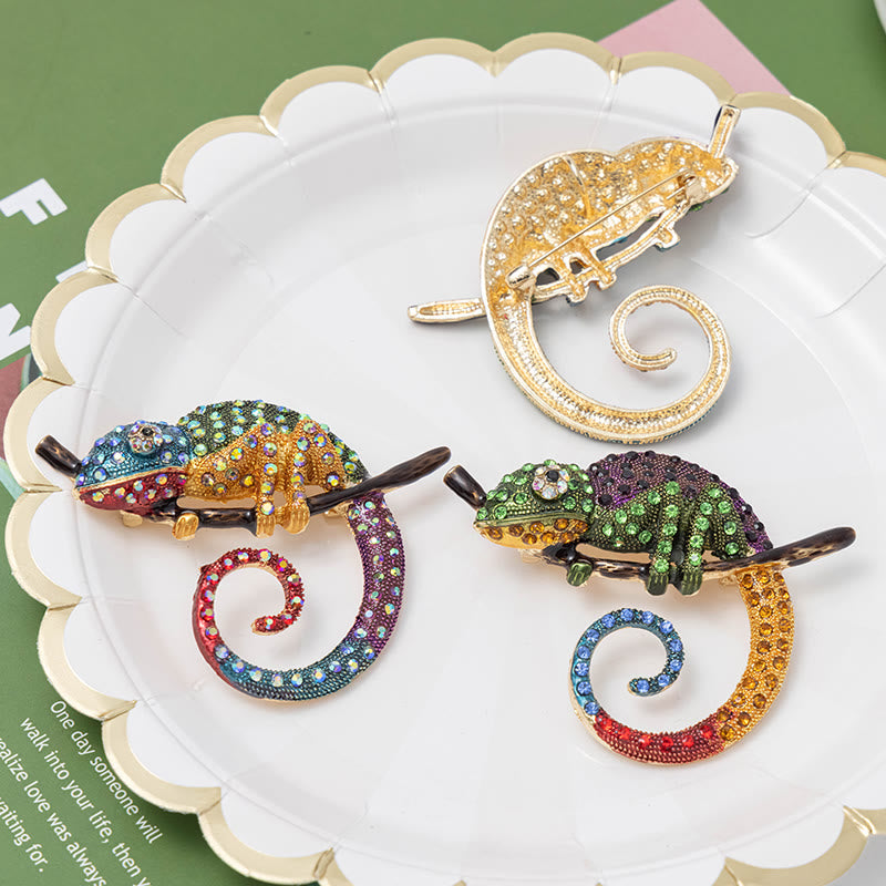 Broche de lagarto camaleón colorido para mujer