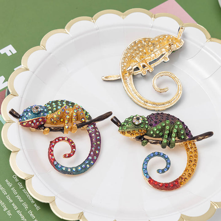Broche de lagarto camaleón colorido para mujer