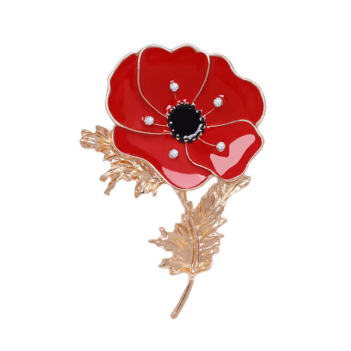 Broche de amapola con pintura al óleo vintage para mujer