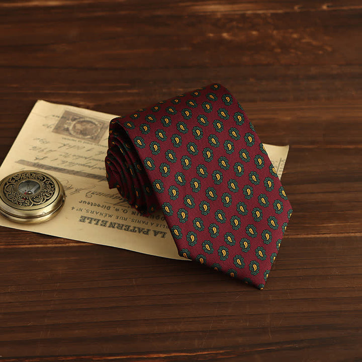 Corbata novedosa con estampado floral micropaisley para hombre