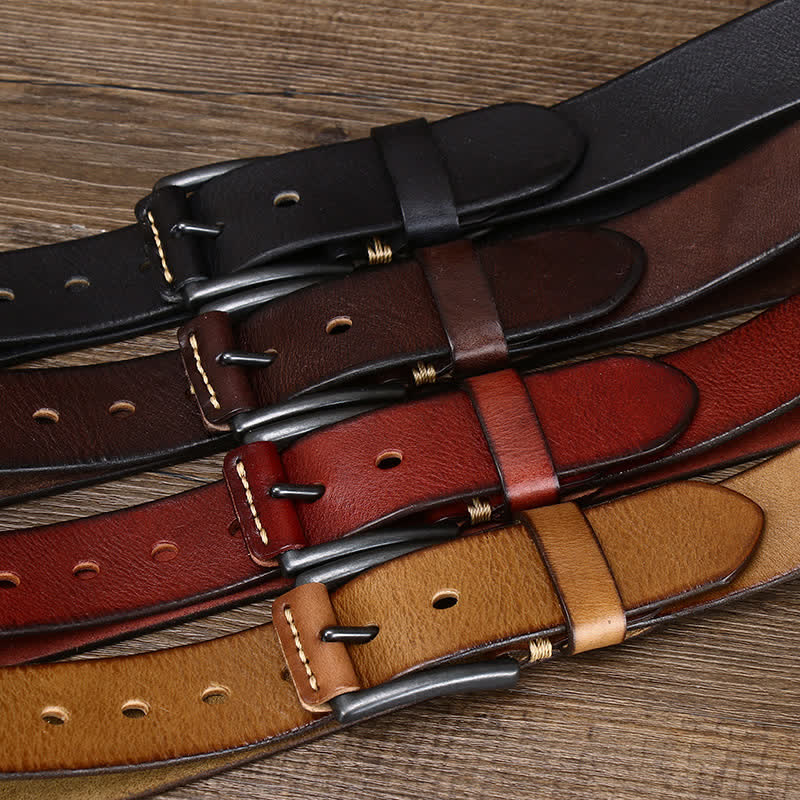 Cinturón de cuero vaquero brillante retro con estilo para hombre