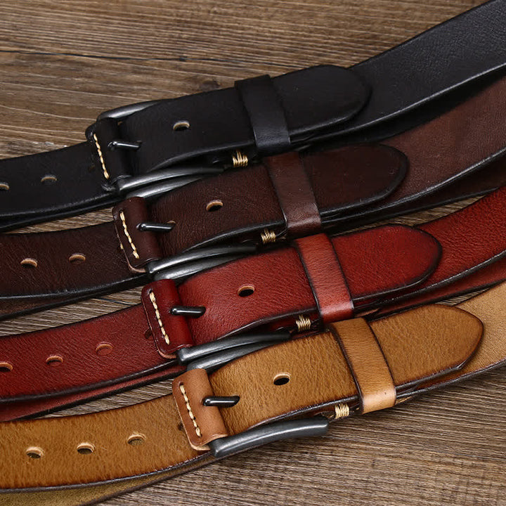 Cinturón de cuero vaquero brillante retro con estilo para hombre