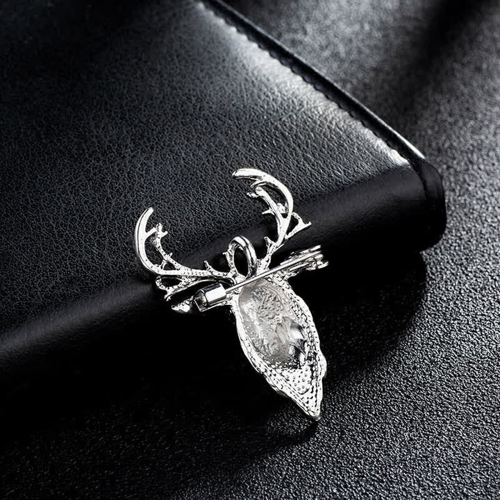 Broche de cabeza de ciervo con alce brillante para hombre