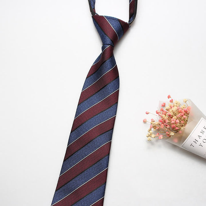 Corbata de rayas con cremallera británica para hombre
