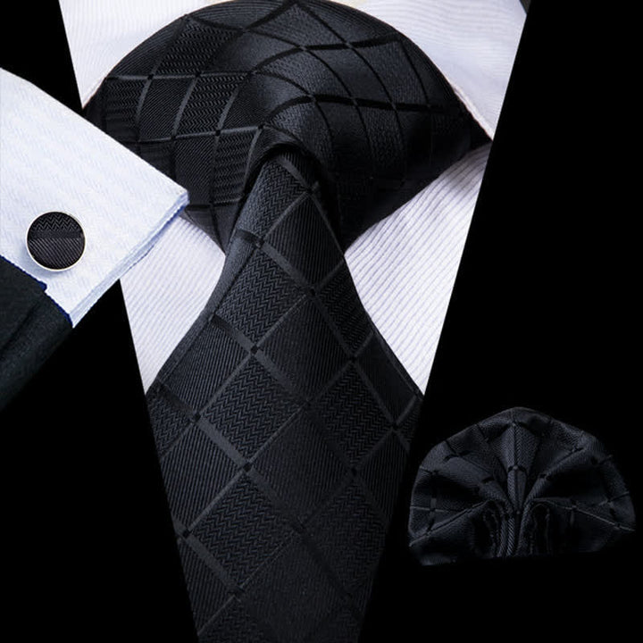 Conjunto de 3 corbatas de cuadros negros para hombre
