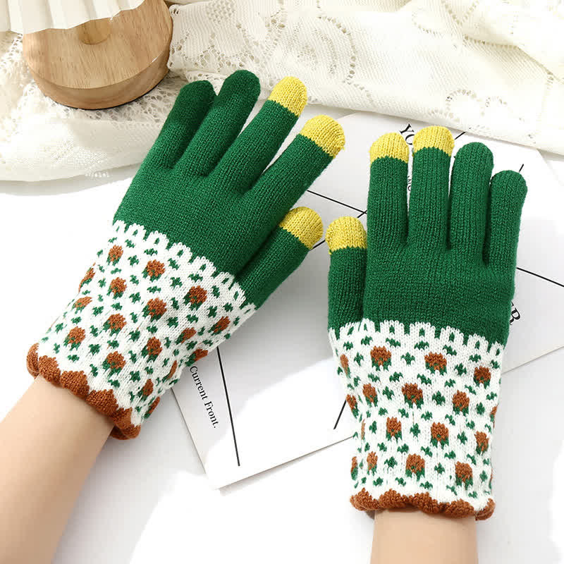 Guantes tejidos con dedos completos para jardinería y pantallas táctiles para mujer