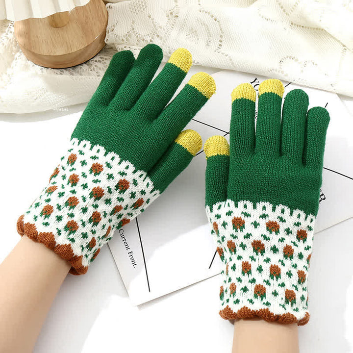 Guantes tejidos con dedos completos para jardinería y pantallas táctiles para mujer