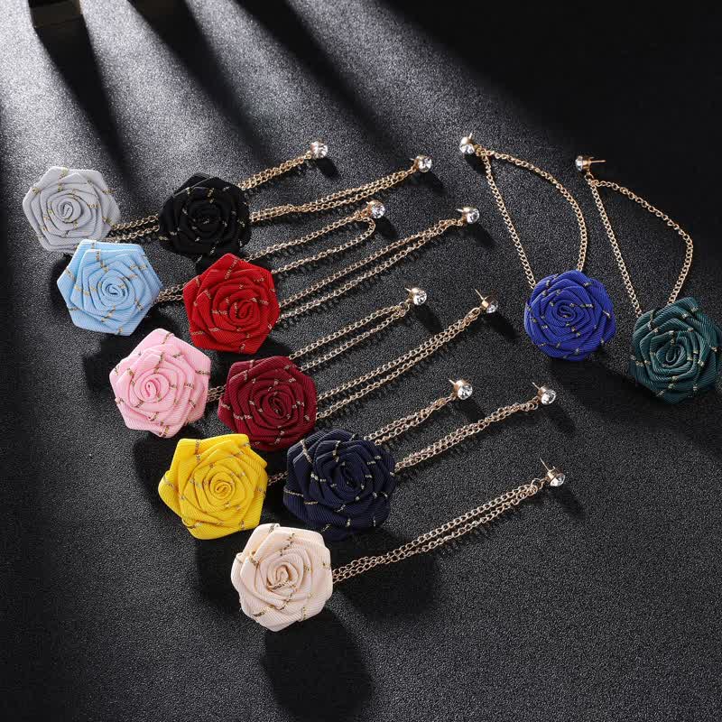 Broche con cadena de rosas y flores para hombre