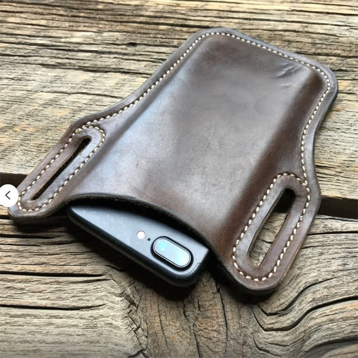 Funda de cuero para teléfono móvil con correa para el cinturón