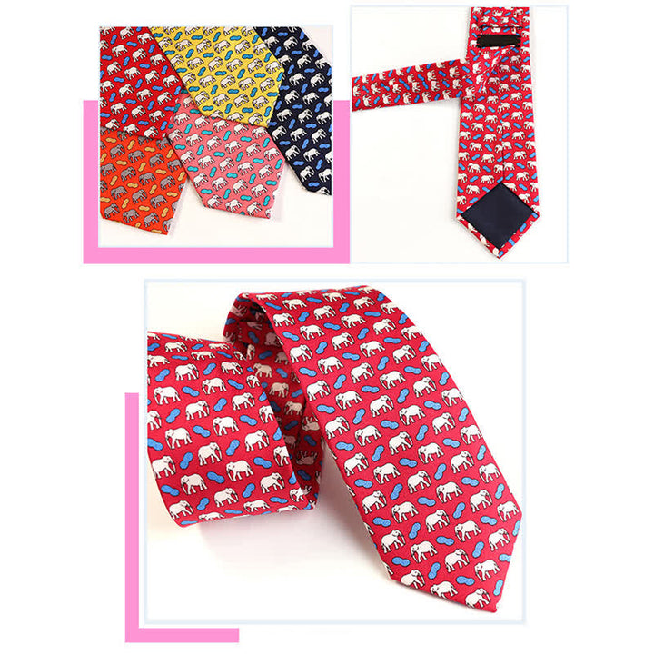 Corbata de seda pura con motivos de animales bailando para hombre