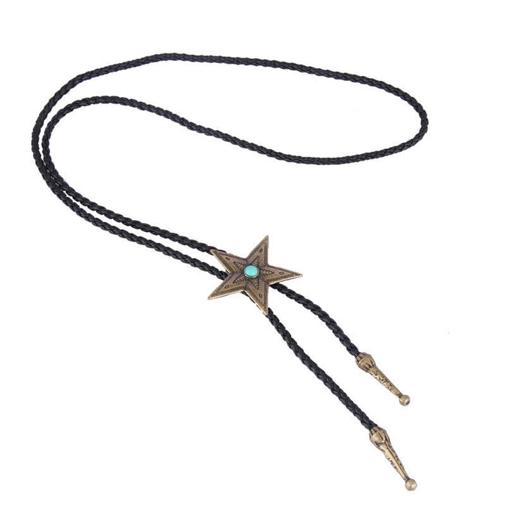 Collar con colgante de estrella de piedra natural vintage Bolo Tie