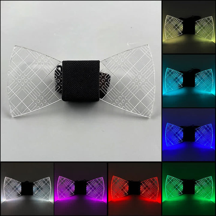 Pajarita de acrílico luminosa para caballero con cuadros en 7 colores