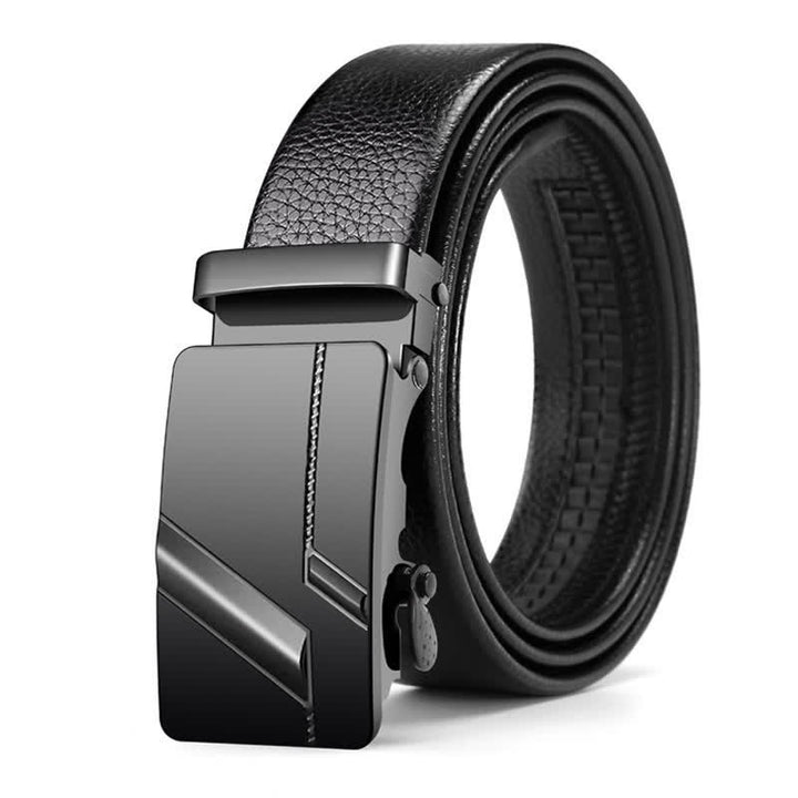 Cinturón de cuero con hebilla automática de lujo para hombre