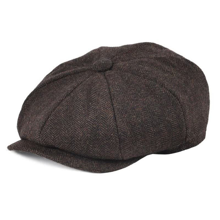 Boina octogonal clásica de tweed con diseño de espiga