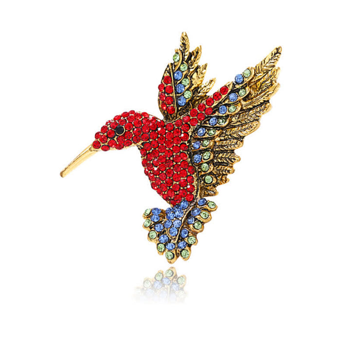 Broche de diamantes de imitación con forma de colibrí para mujer