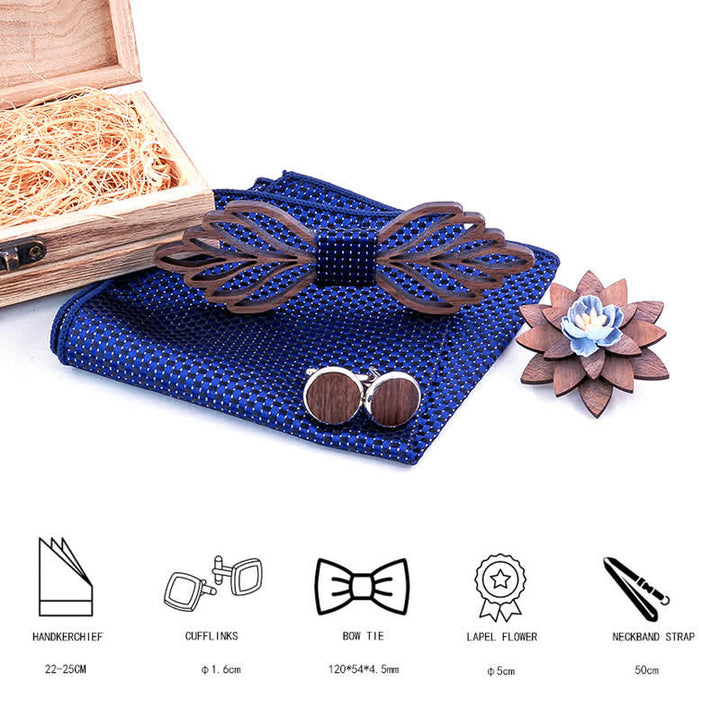 Juego de 4 pajaritas de madera con forma de hojas huecas para hombre