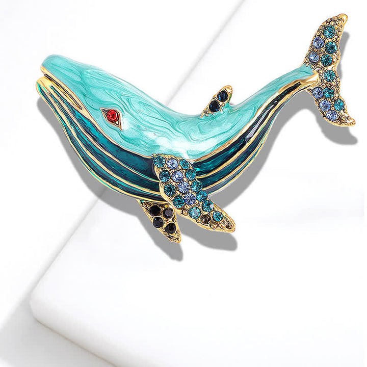Broche de esmalte con forma de ballena del tesoro para mujer