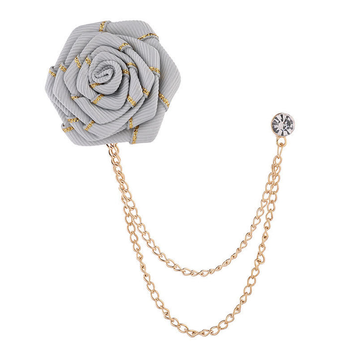 Broche con cadena de rosas y flores para hombre
