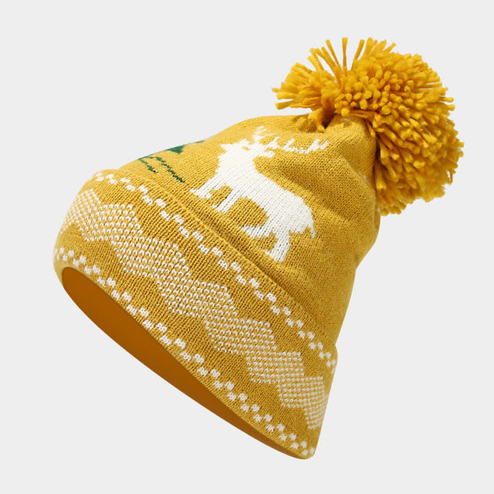 Conjunto de 3 guantes y bufanda de jacquard con diseño de reno para mujer