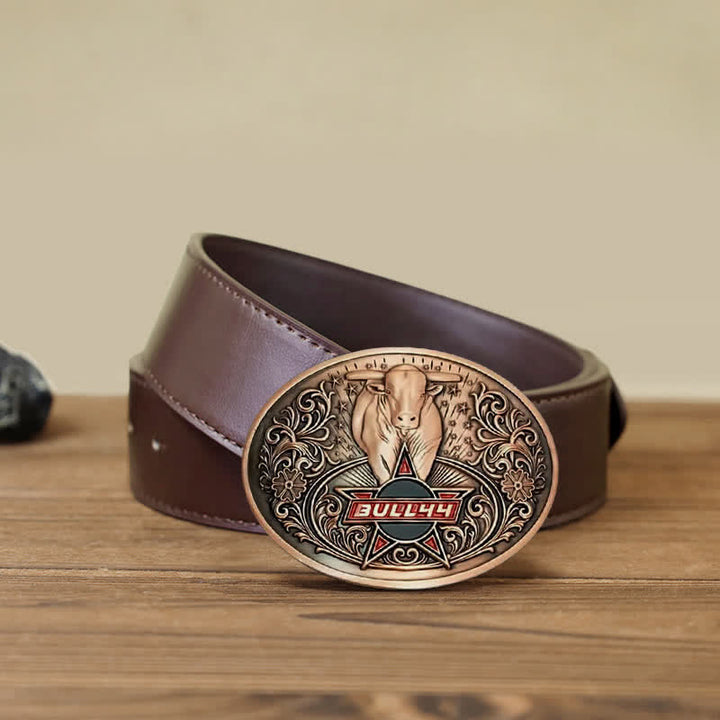Cinturón de cuero con hebilla para hombre, con portacervezas creativo, hecho a mano, con forma de toro furioso