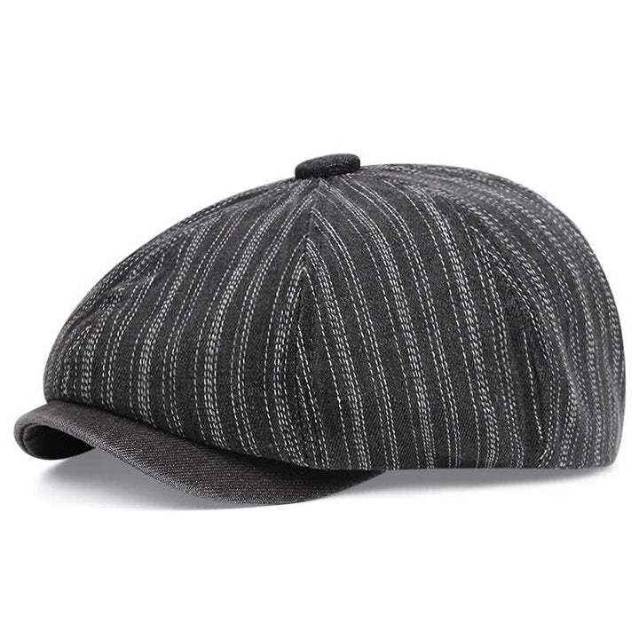Gorra de boina de vendedor de periódicos octogonal a rayas de moda