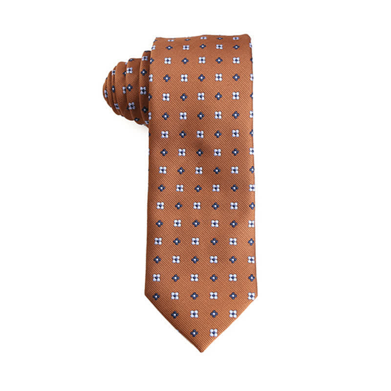 Corbata para hombre con micromotivos de la serie naranja y roja - Flor blanca y azul - image 6