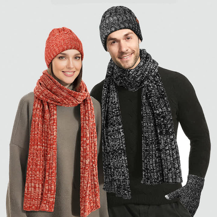 Conjunto de 3 guantes unisex elegantes con bufanda larga y pantalla táctil