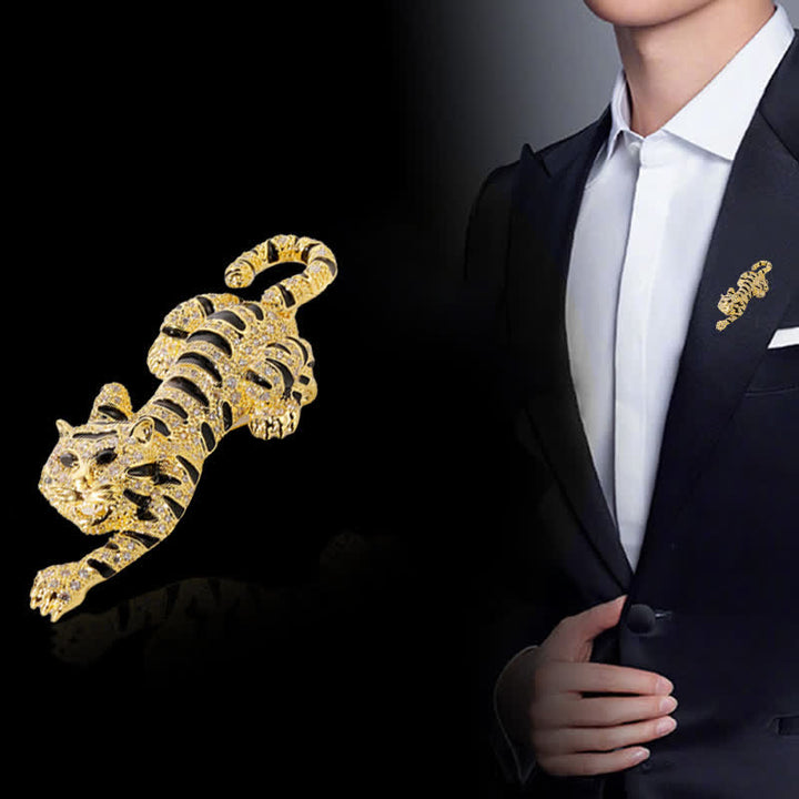 Broche de tigre trepador sensual para hombre