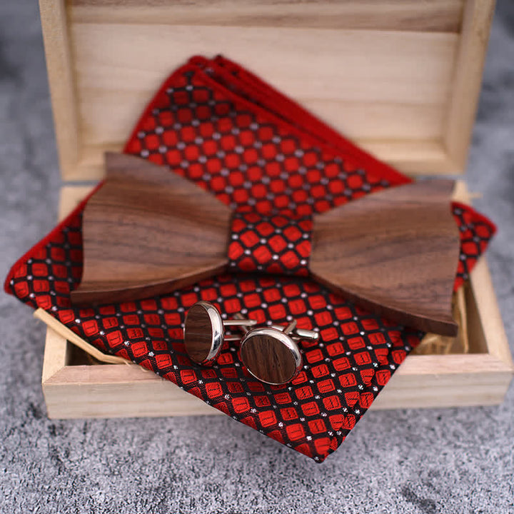 Juego de 3 pajaritas de madera de nogal negro en 3D para hombre