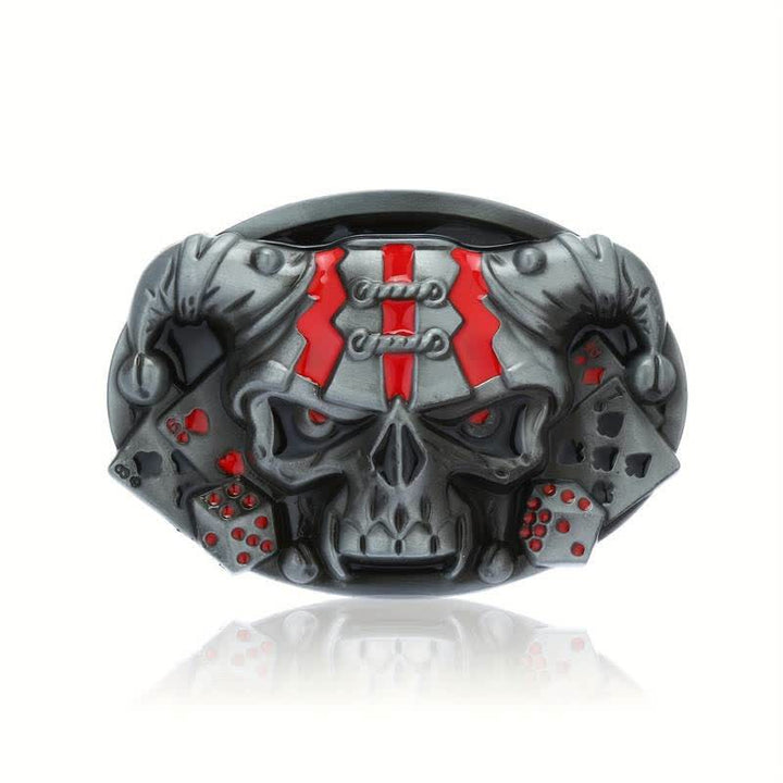 Cinturón de cuero con hebilla de payaso y calavera para hombre, hecho a mano