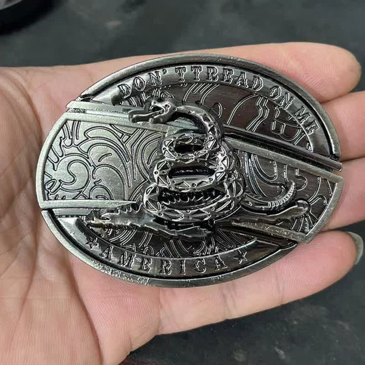 Cinturón de cuero con navaja plegable oculta Black Mamba para hombre