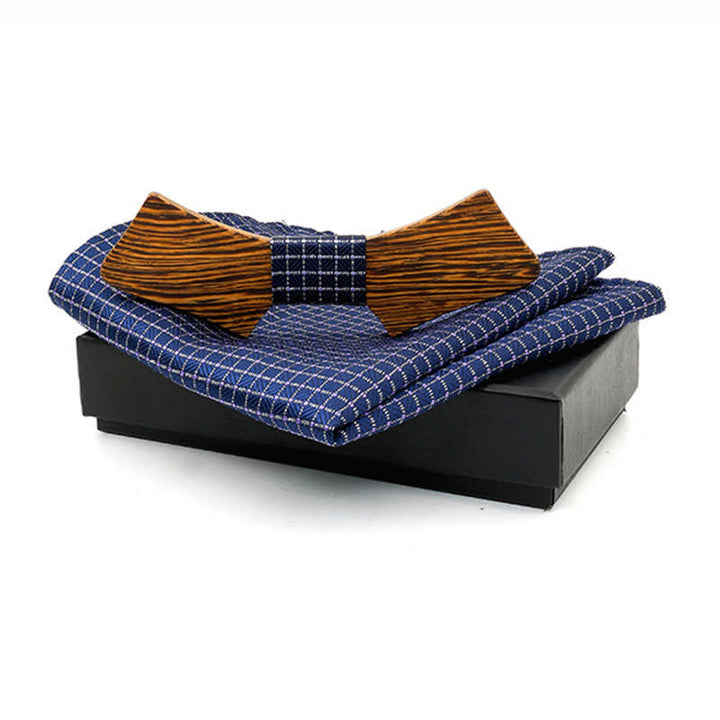 Juego de 2 pajaritas de madera con forma de collar para hombre