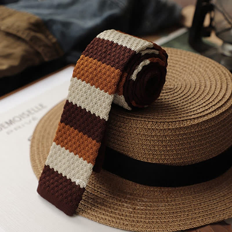 Corbata de punto con rayas horizontales de otoño para hombre