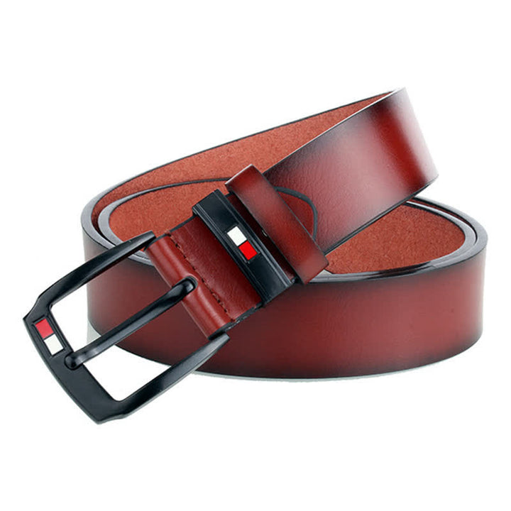 Cinturón de cuero con hebilla negra retro para hombre