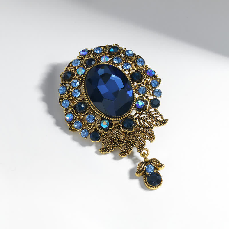 Broche de gota de agua de cristal redondo de Boheimia para mujer
