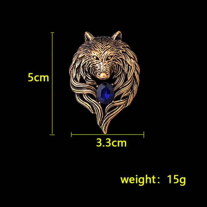Broche de cabeza de lobo legendario para hombre