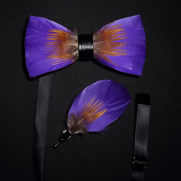 Colección de pajaritas de plumas hechas a mano en colores brillantes