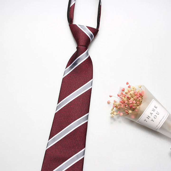 Corbata de rayas con cremallera británica para hombre