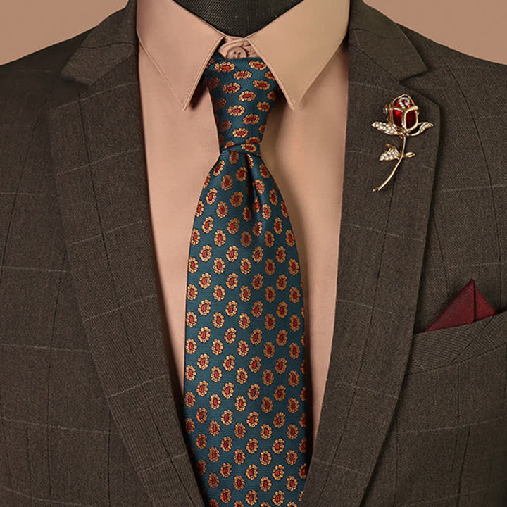 Corbata novedosa con estampado floral micropaisley para hombre