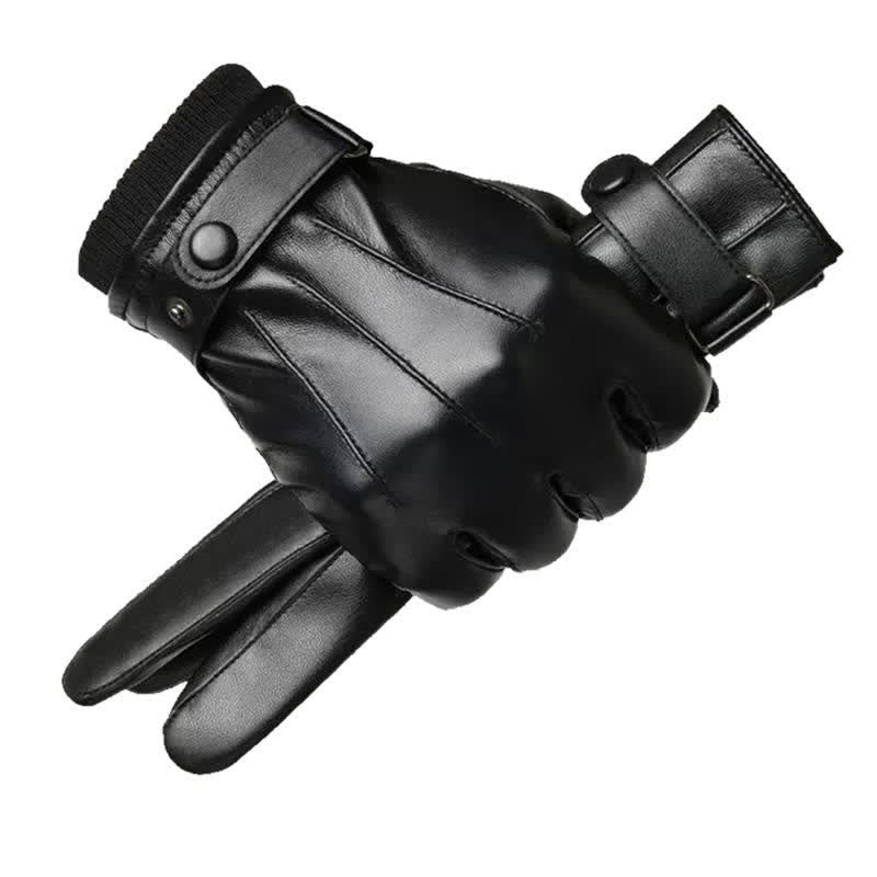 Guantes de cuero sintético resistentes al agua y con pantalla táctil para hombre