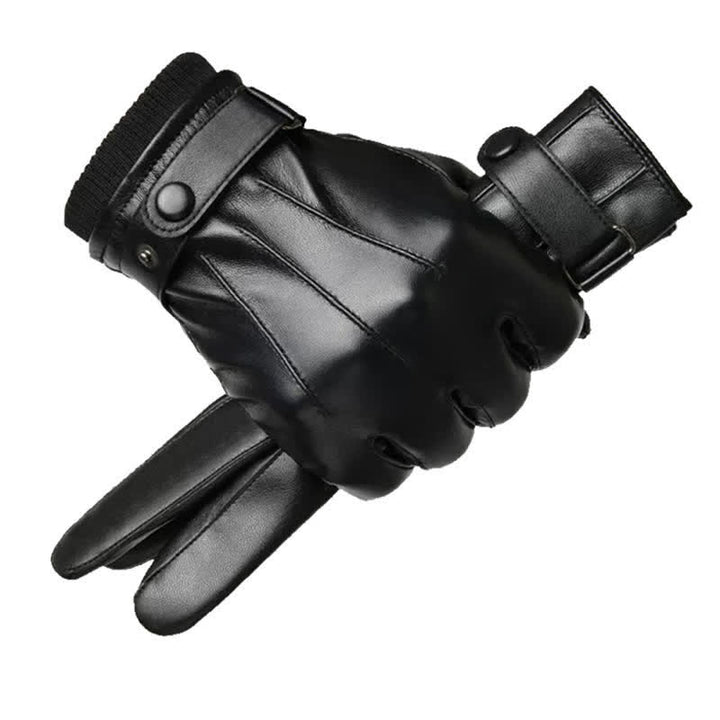 Guantes de cuero sintético resistentes al agua y con pantalla táctil para hombre