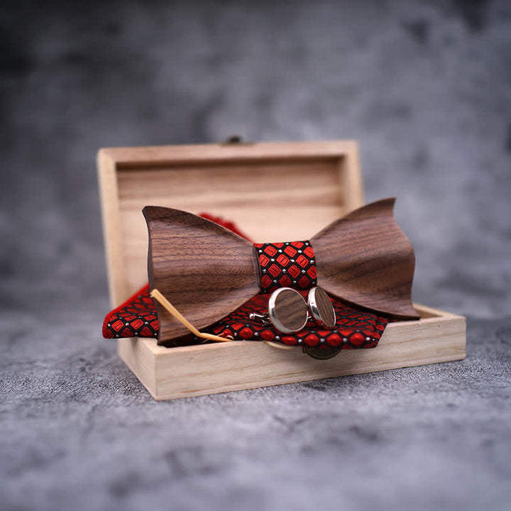 Juego de 3 pajaritas de madera de nogal negro en 3D para hombre