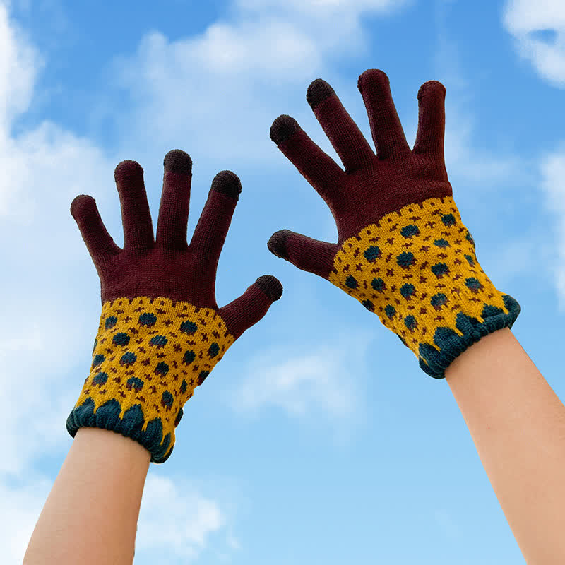 Guantes tejidos con dedos completos para jardinería y pantallas táctiles para mujer