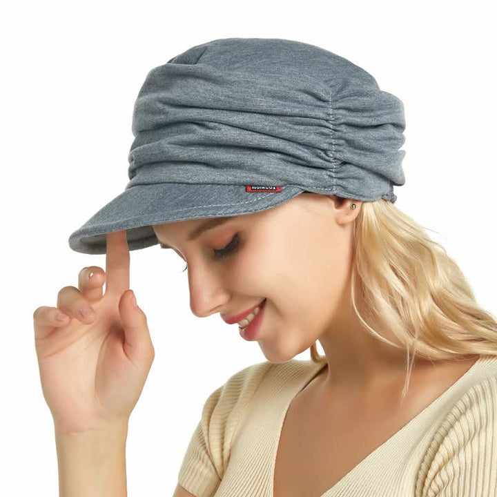 Gorra de béisbol plisada con ala suave para mujer