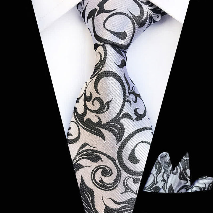 Conjunto de 2 corbatas con diseño floral en espiral para hombre