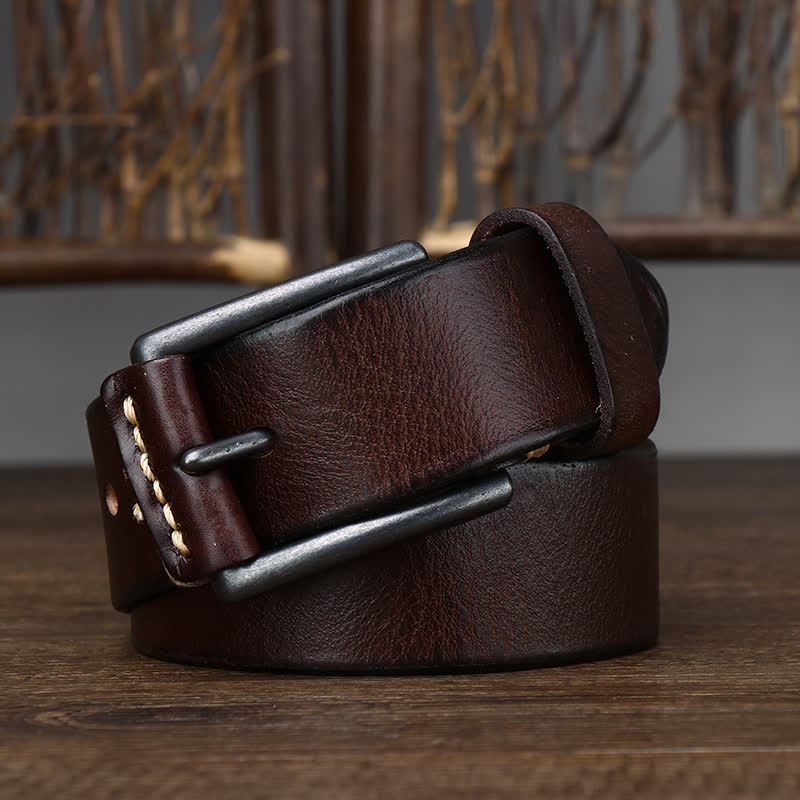 Cinturón de cuero vaquero brillante retro con estilo para hombre