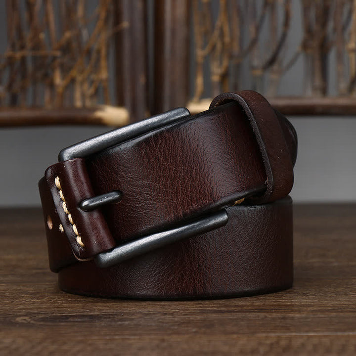 Cinturón de cuero vaquero brillante retro con estilo para hombre