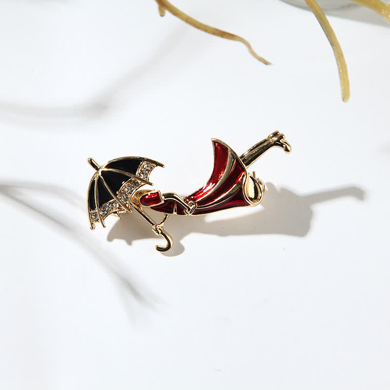Precioso broche de mujer con forma de paraguas rojo